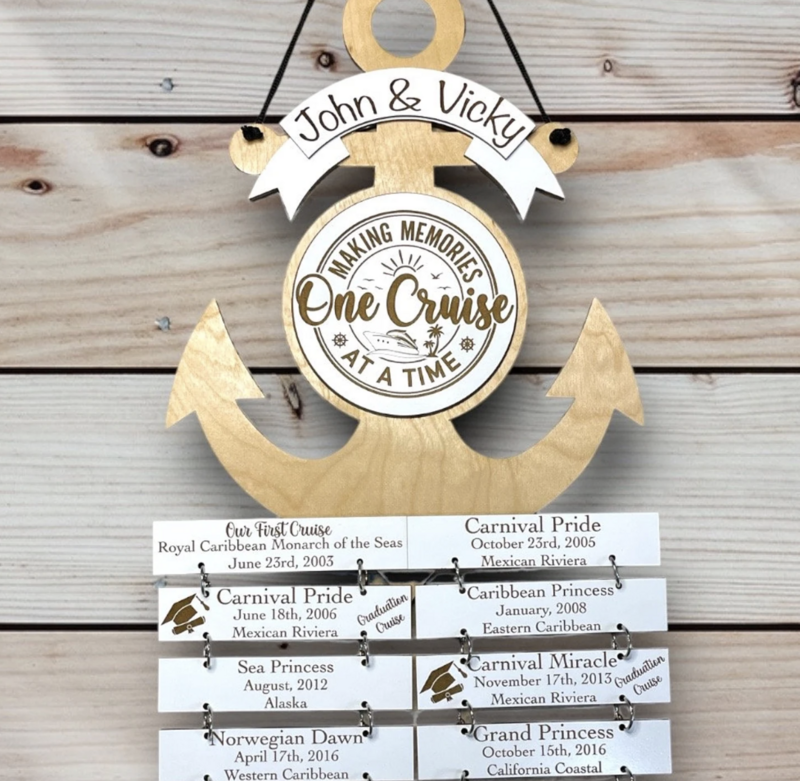 ANCHOR Cruise Ship Cabin Door Decor/ Wall Hanging Cruise History Tracker XL (EXTRA LONG)