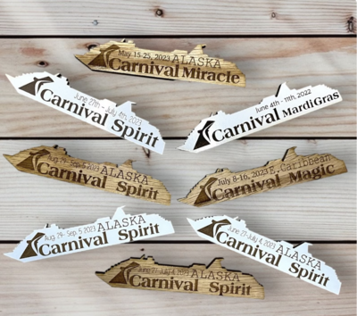 10 Cruise Ship Magnet GIFT PACK - Cruise GIFT Exchange PACK -Custom Personalized - Laser Cut and Engraved