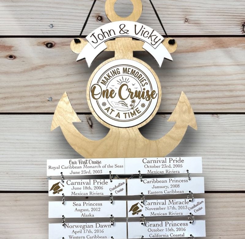 ANCHOR Cruise Ship Cabin Door Decor/ Wall Hanging Cruise History Tracker XL (EXTRA LONG)