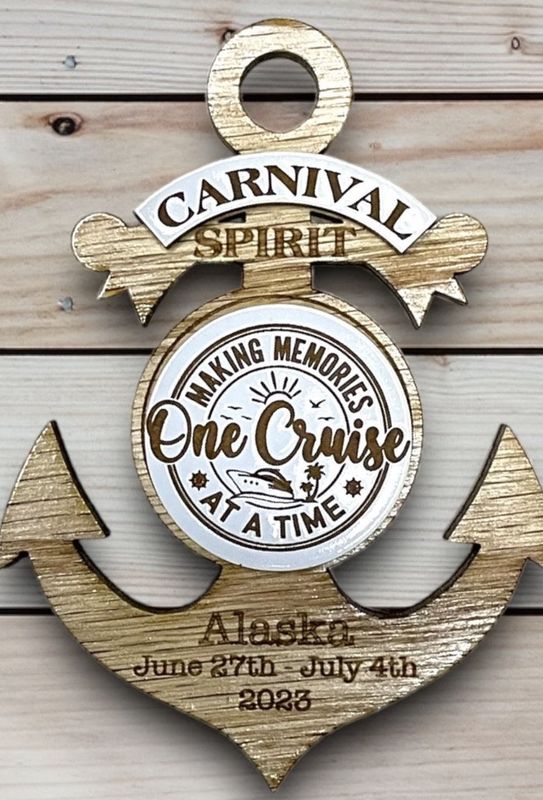 Cruise Ship Anchor Fridge Magnet - Custom Personalized - Laser Cut and Engraved - Cruise Gift Exchange - Fish Extender