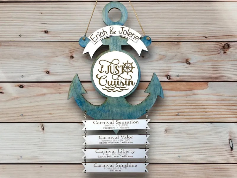 Cruise Ship ANCHOR Cabin Door Decor/ Wall Hanging Cruise History Tracker