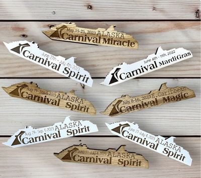 10 Cruise Ship Magnet GIFT PACK - Cruise GIFT Exchange PACK -Custom Personalized - Laser Cut and Engraved