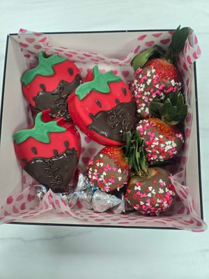 Chocolate covered Oreos and dipped  strawberries.