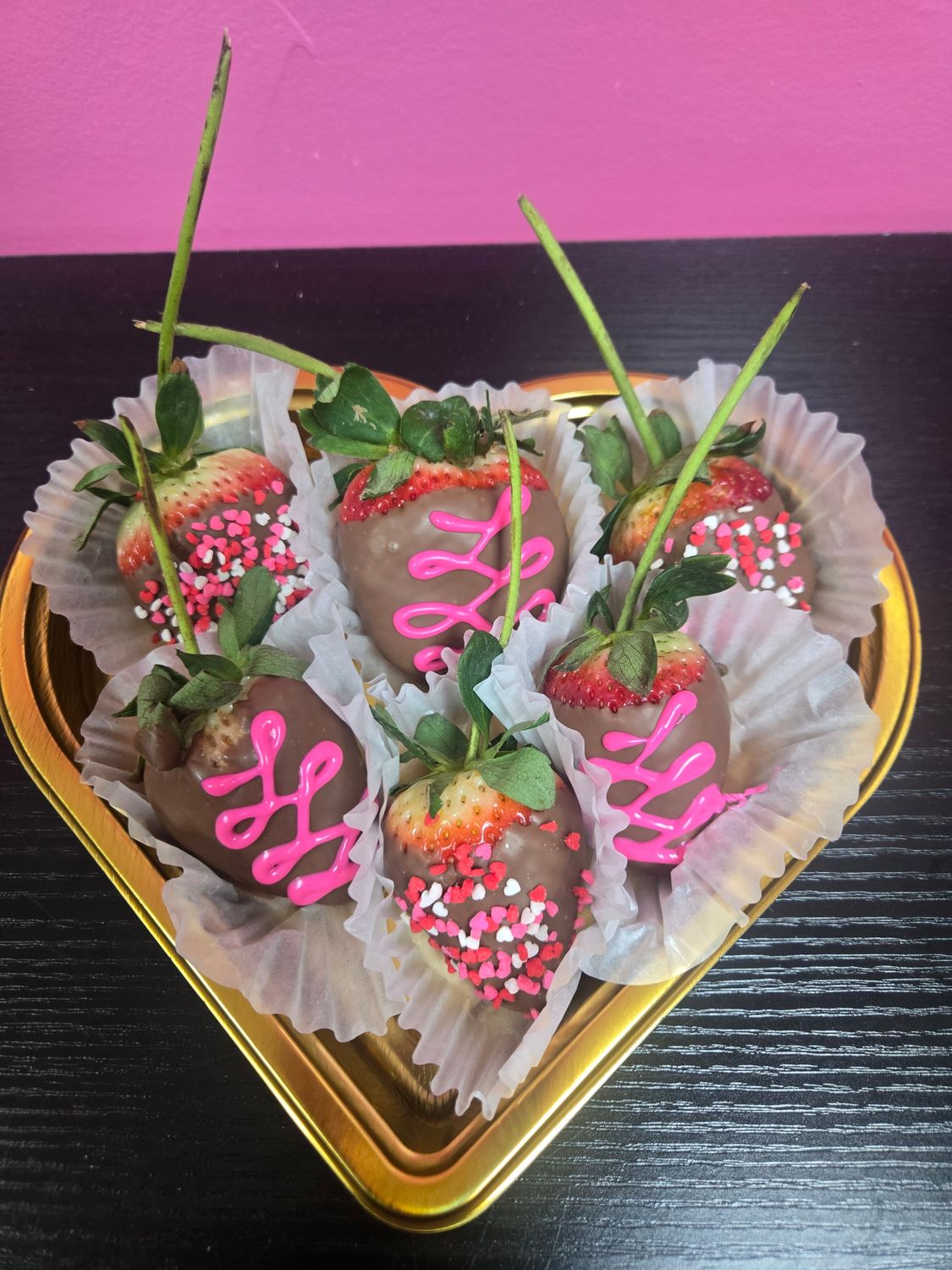 Heart shaped chocolate covered Strawberry set
