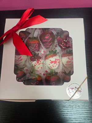 1 dozen chocolate covered strawberries. You can mix and match the flavors.