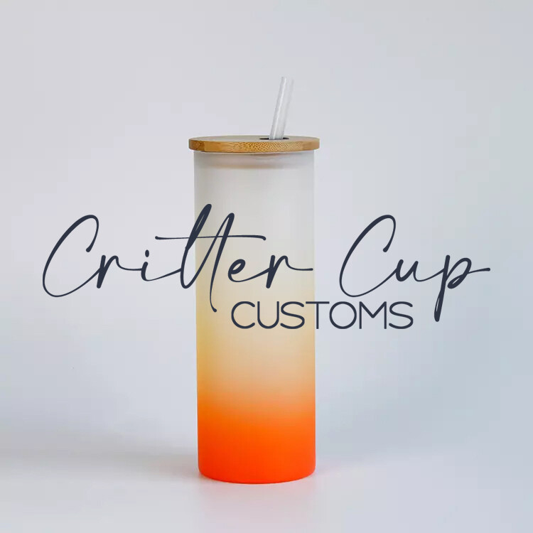 25oz Orange Frosted Ombré Skinny Sublimation Glass