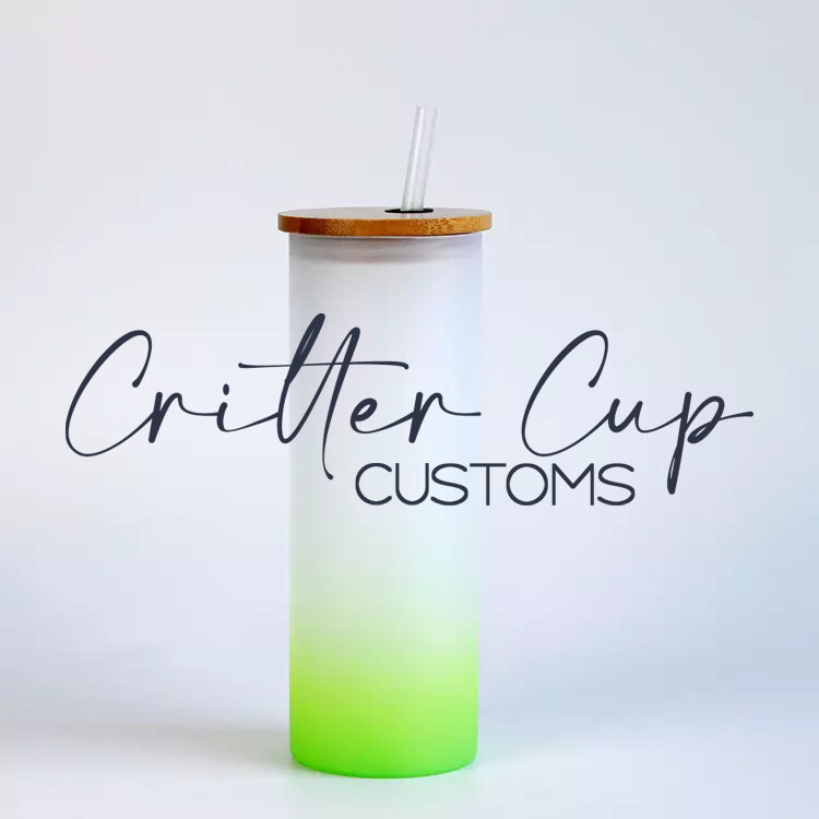 25oz Green Frosted Ombré Skinny Sublimation Glass