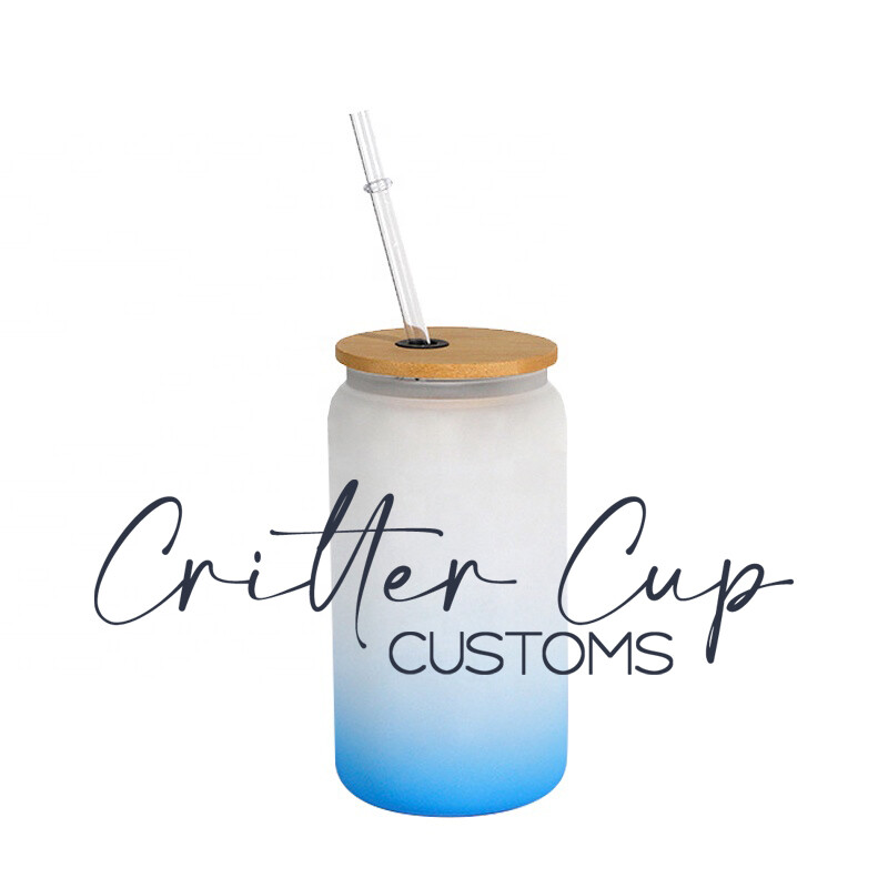 20oz Blue Frosted Ombré Sublimation Glass Cans