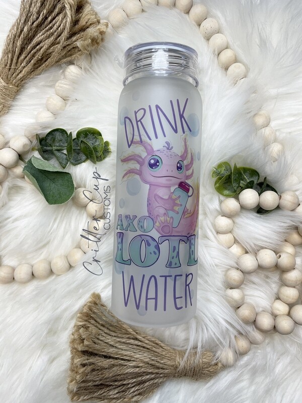 Axolotl Water Tracker
17oz Frosted Glass Water Bottler