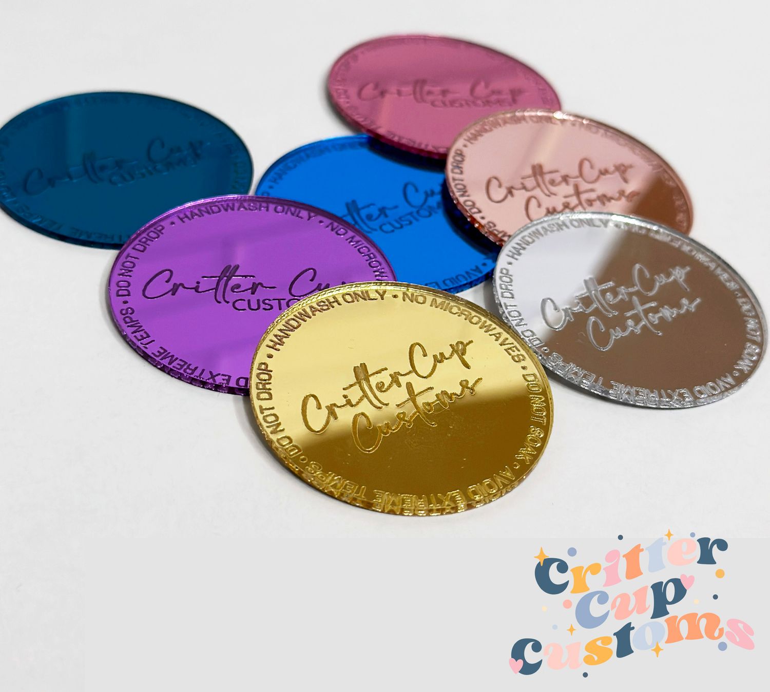 Acrylic Tumbler Care Tag Bottoms (Single Disc)