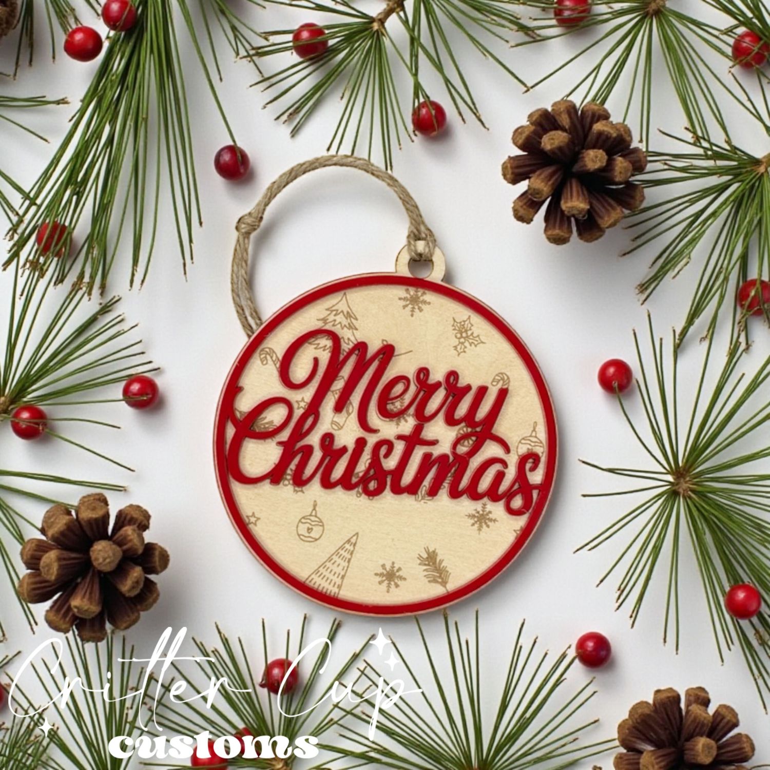Rustic Merry Christmas Ornament