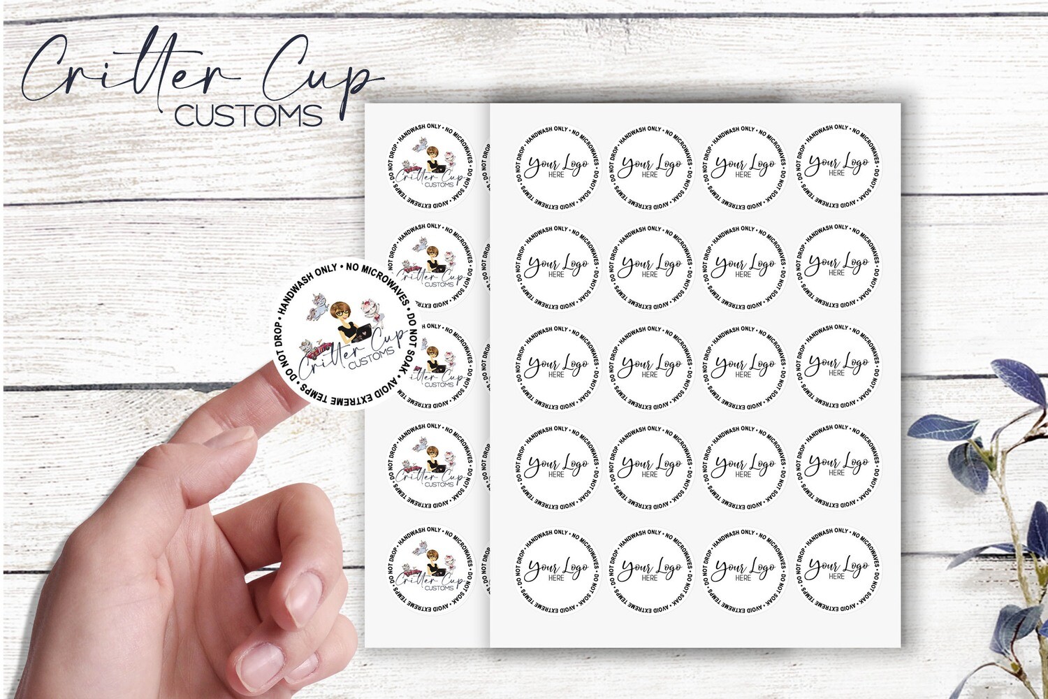 Custom Tumbler Care Labels (White)