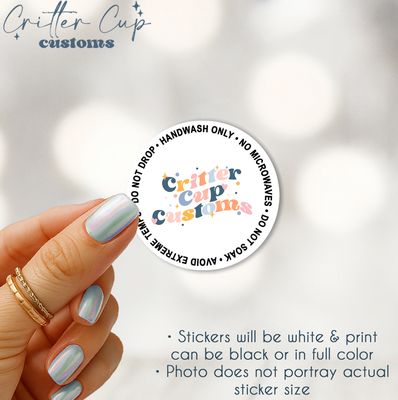 Custom Tumbler Care Labels (White)
