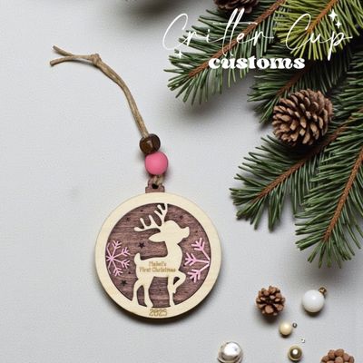Personalized Baby&#39;s First Christmas Deer Ornament