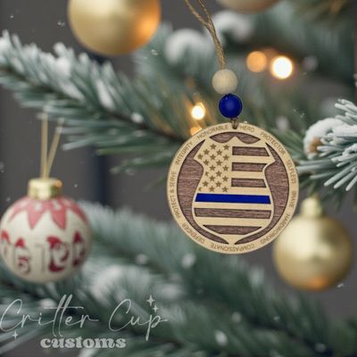 Police, Thin Blue Line Ornament, Persinalized Police Badge Ornament