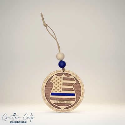 Police, Thin Blue Line Ornament, Persinalized Police Badge Ornament