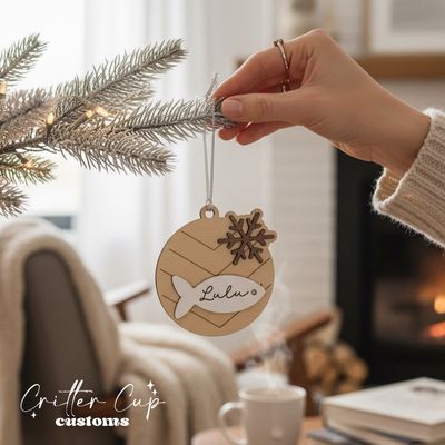 Personalized Rustic Cat Ornament
