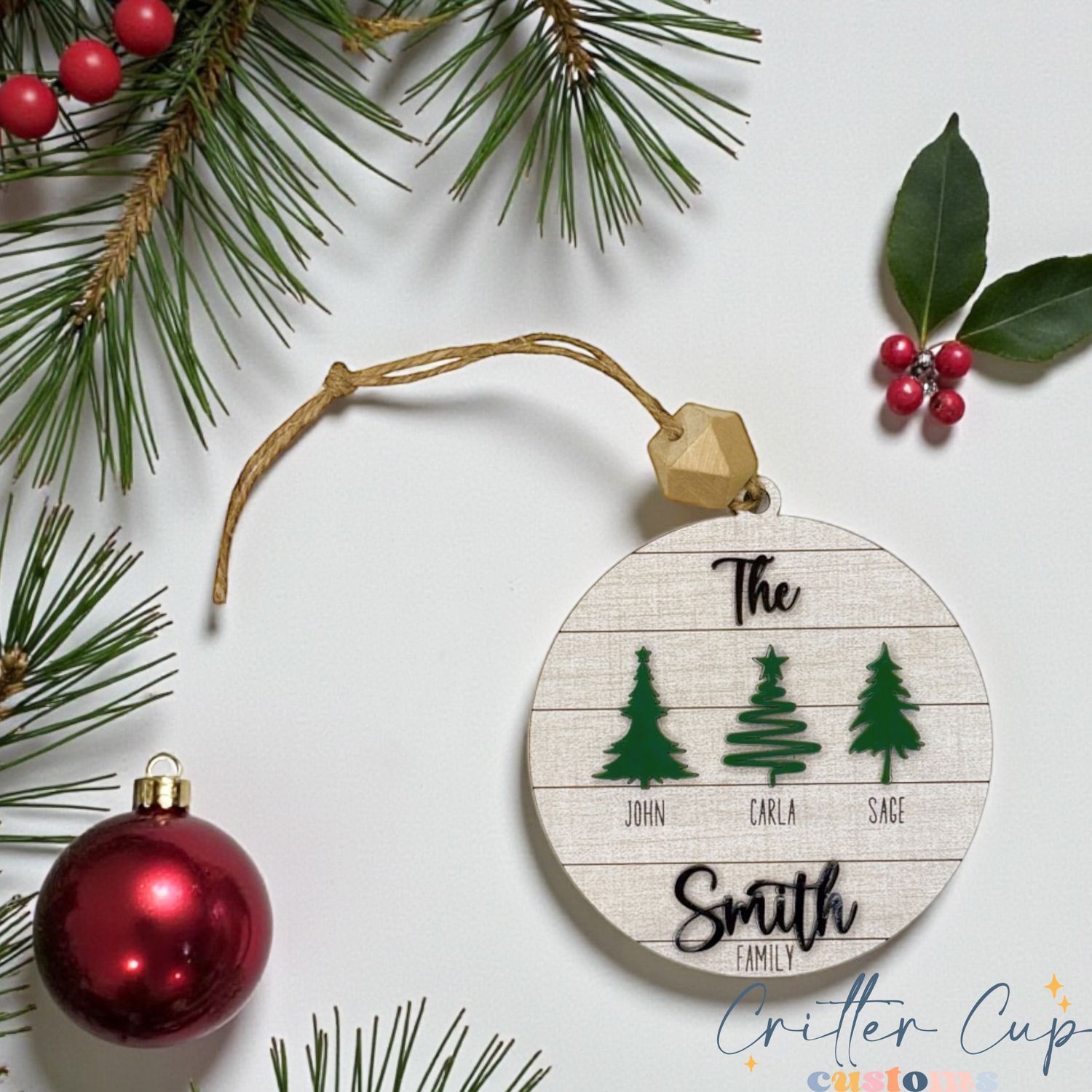 Personalized Rustic Family Ornament