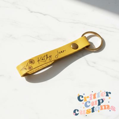 Personalized Keychain, Pastel Leather Keychain