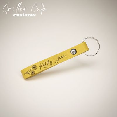 Personalized Keychain, Pastel Leather Keychain