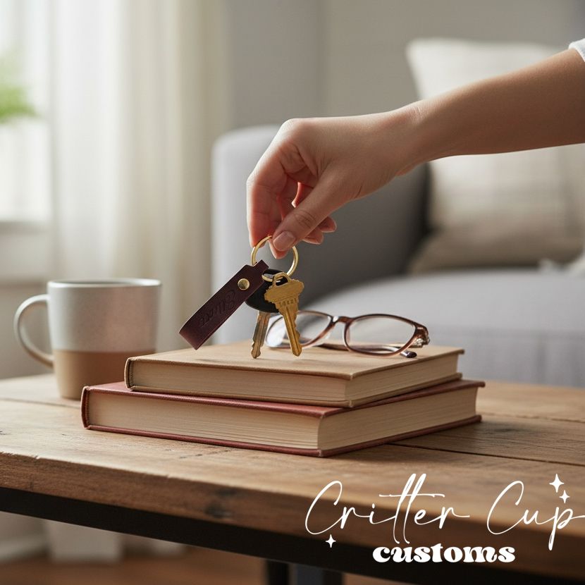 Personalized Keychain, Pastel Leather Keychain