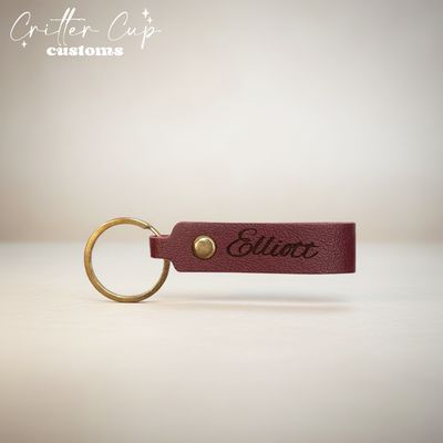 Personalized Keychain, Pastel Leather Keychain