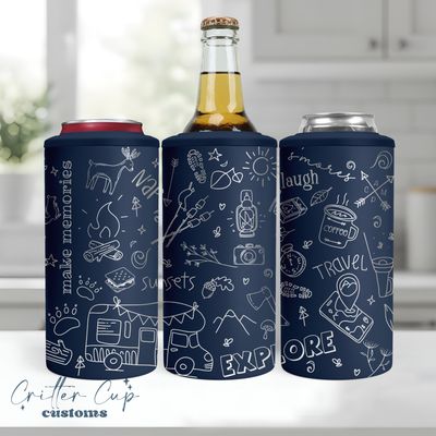 Engraved Camping 4 In One Can Koozie