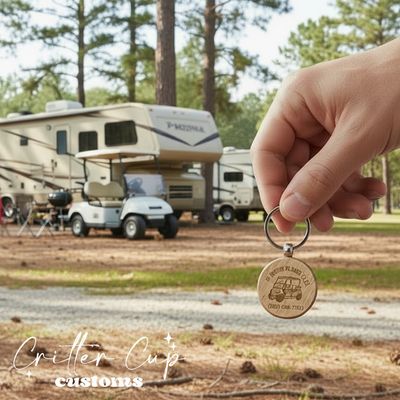 Golf Cart "If Lost"  Wood Keychain