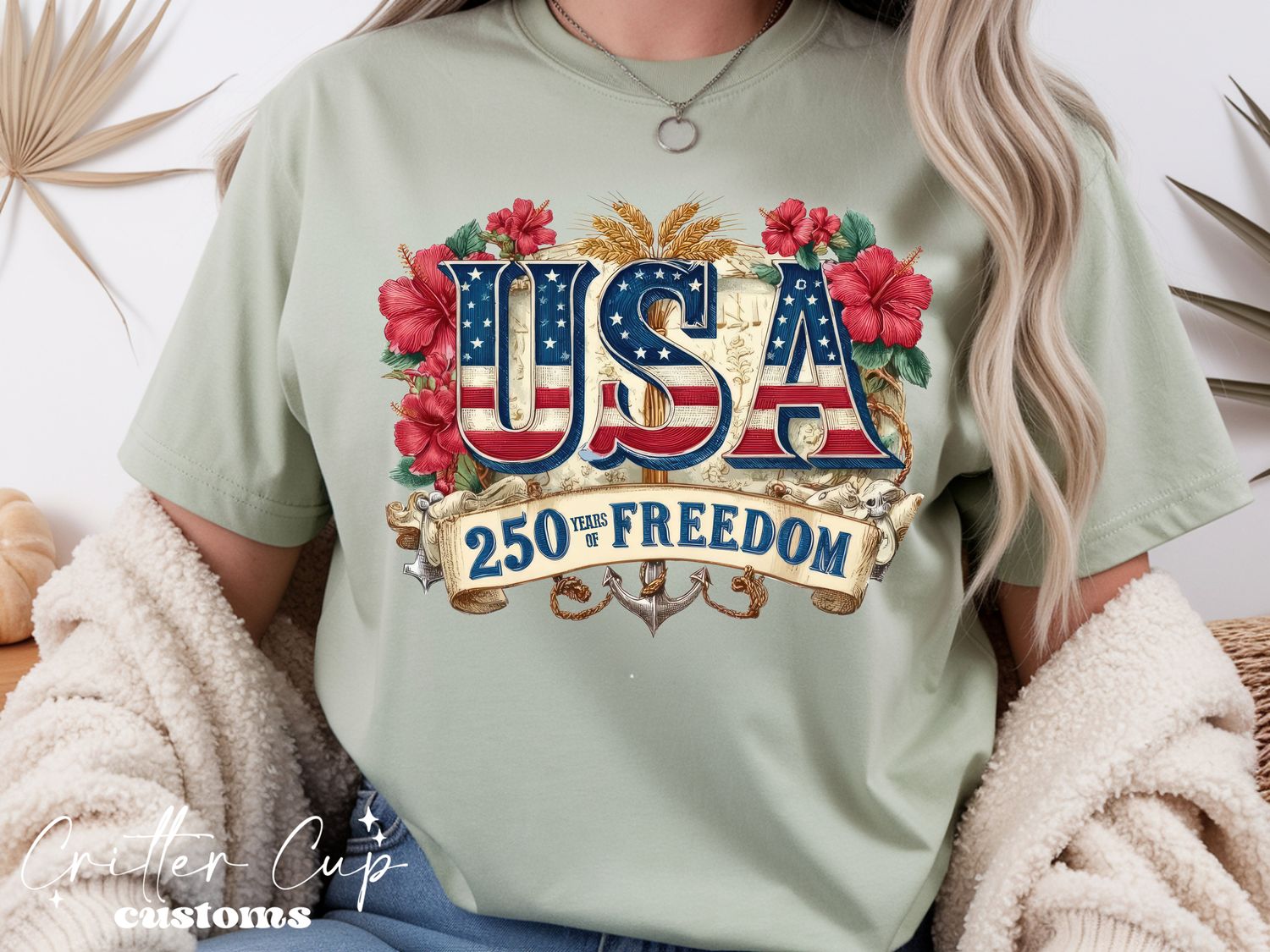 Floral 250 Years USA T-Shirt