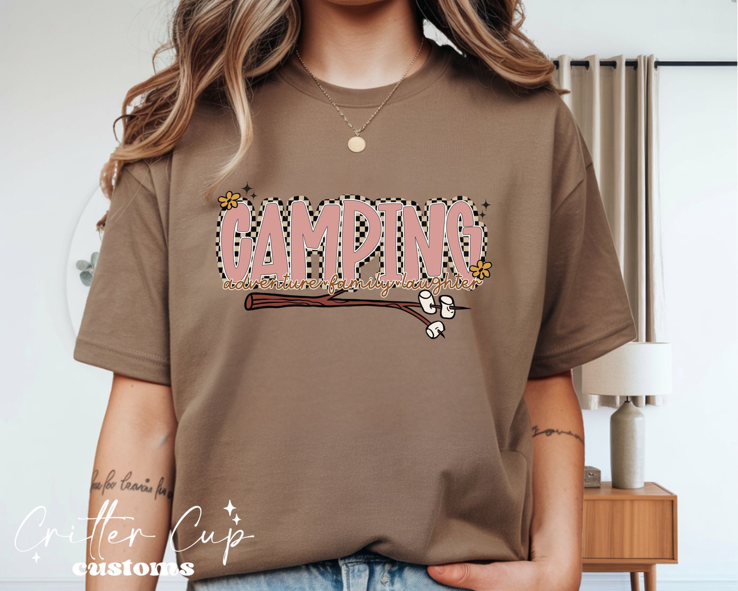 Checkered Camping S'mores T-Shirt
