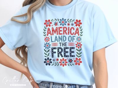 America Land of the Free Floral T-shirt