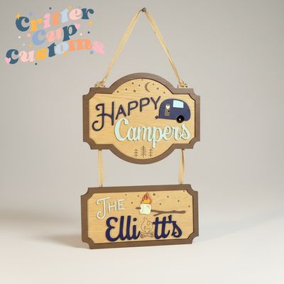 Personalized Hanging Happy Camper Sign