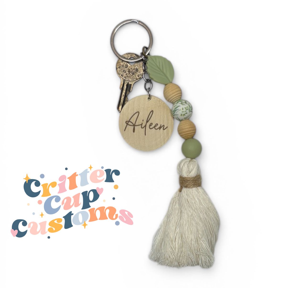 Personalized Keychain, Beaded Boho Keychain