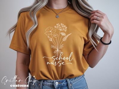 Floral School Nurse T-shirt