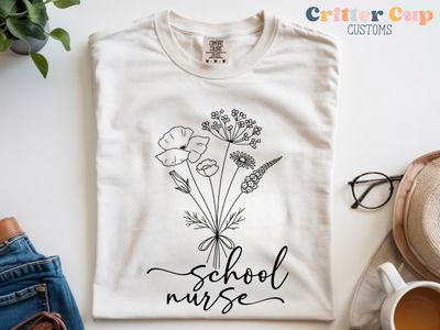 Floral School Nurse T-shirt