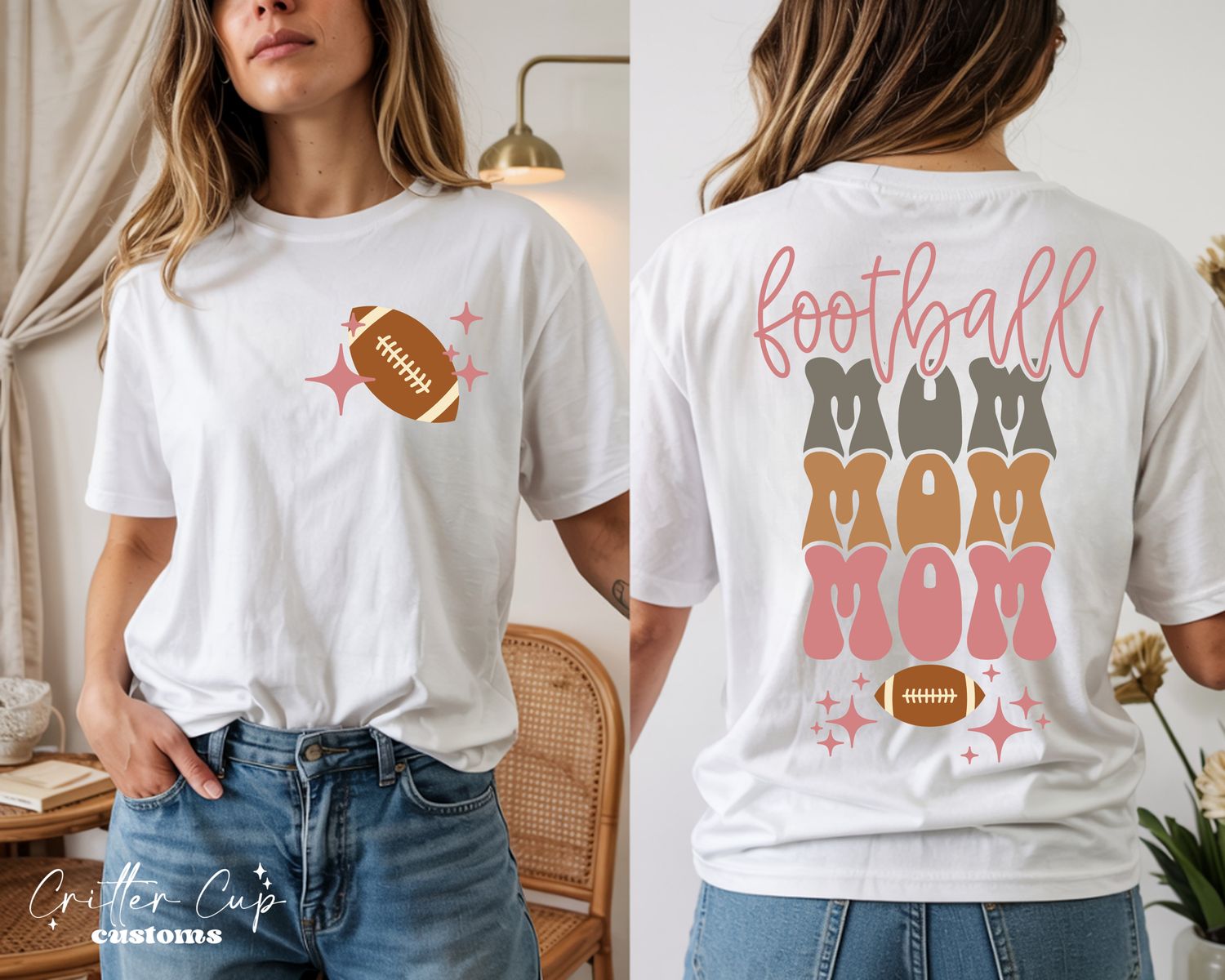 Retro Football Mom T-Shirt