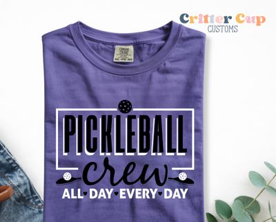 Black and White Pickle Ball Crew T-Shirt