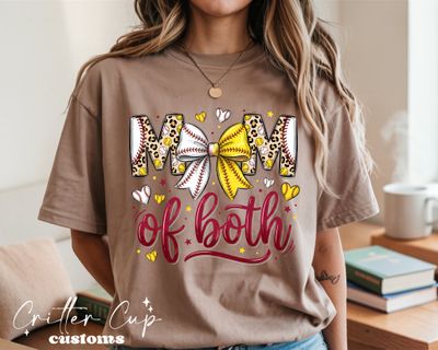 Coquette Mom of Both "Baseball &amp; Softball" T-Shirt