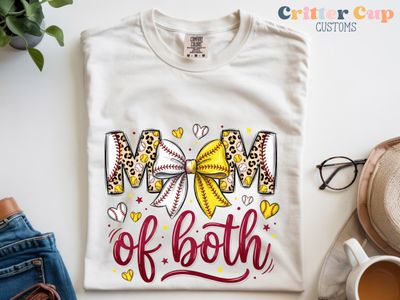 Coquette Mom of Both "Baseball &amp; Softball" T-Shirt