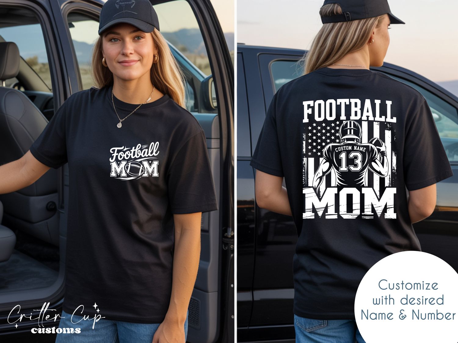 Personalized Football Mom T-shirt
