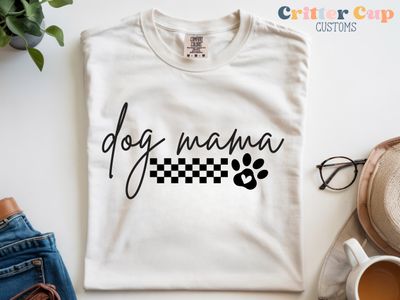 Checkered Dog Mama T-shirt