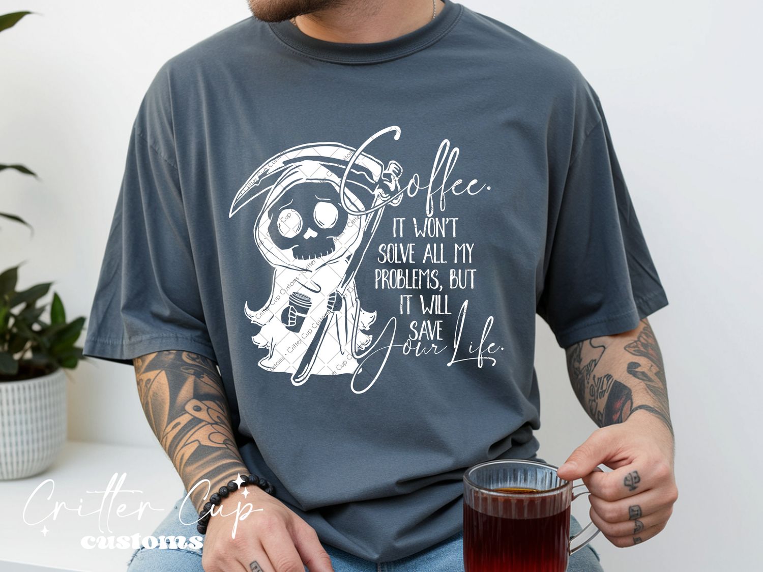 Grim Reaper - Coffee Will Save Your Life T-shirt