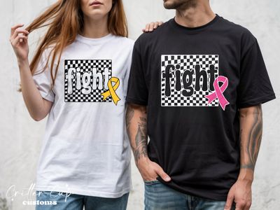 Custom Checkered Awarness, Fight  T-Shirt