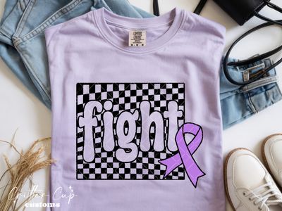 Custom Checkered Awarness, Fight  T-Shirt