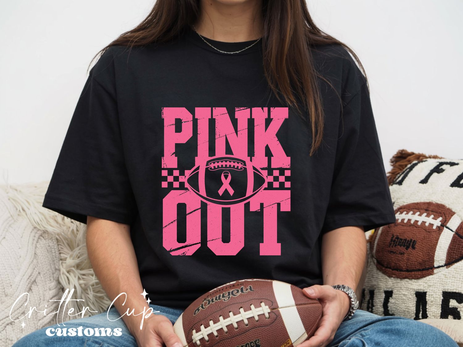 Pink Out Football T-shirt