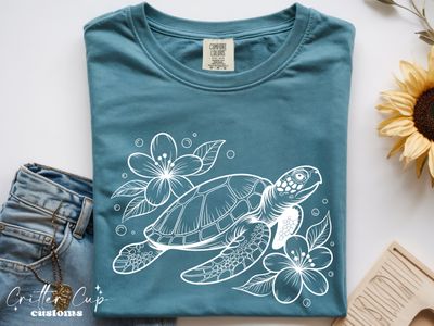 Floral Sea Turtle T-shirt