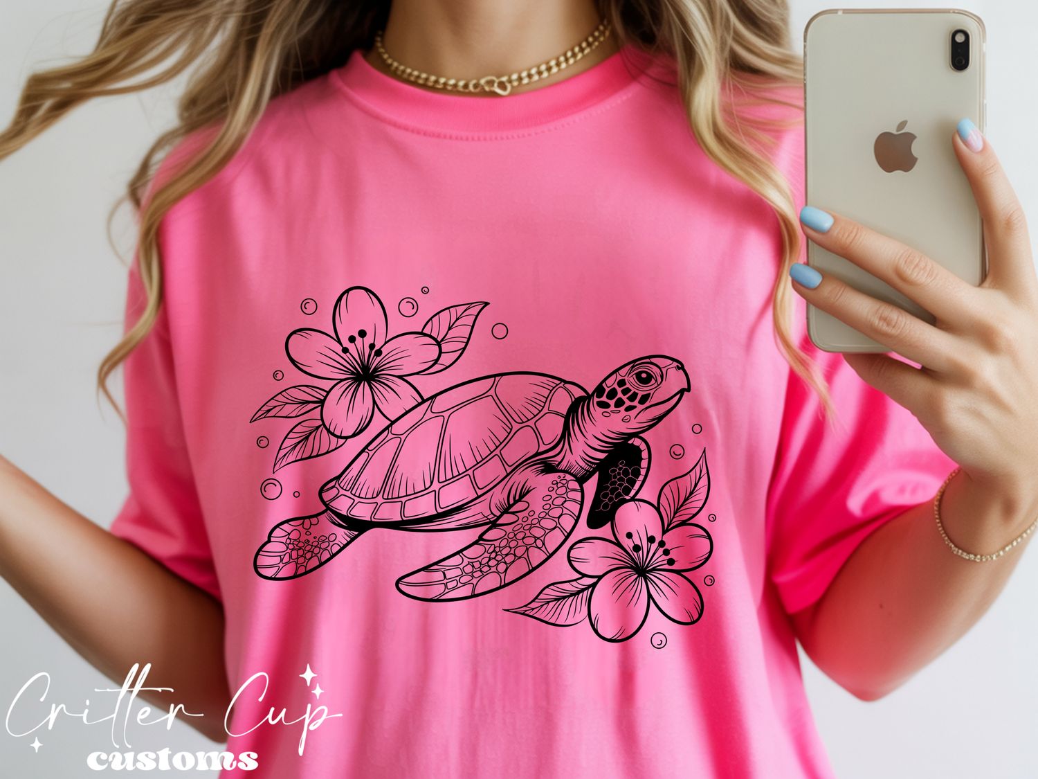 Floral Sea Turtle T-shirt