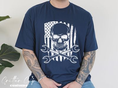 Skull Flag Mechanic T-shirt