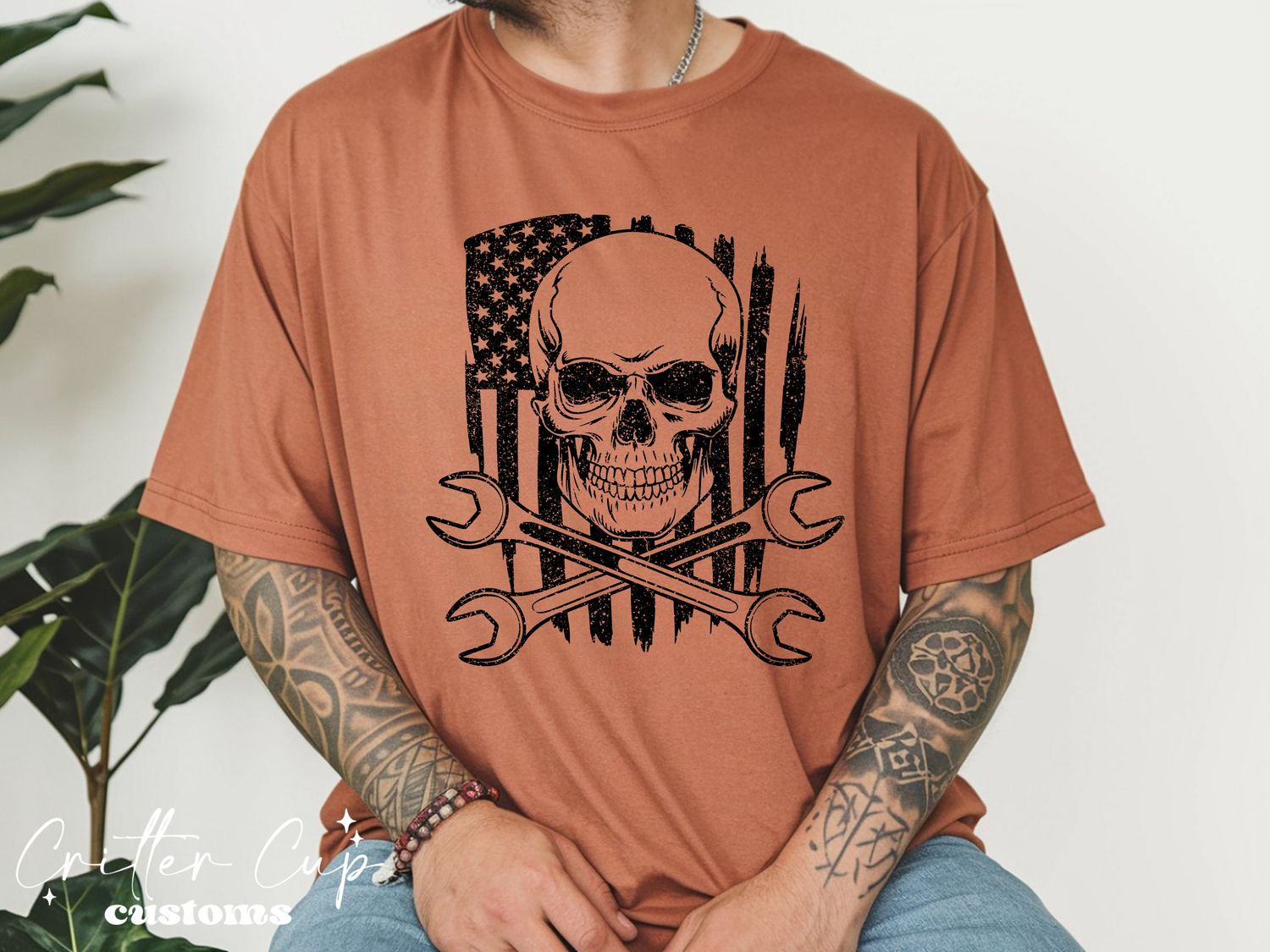 Skull Flag Mechanic T-shirt