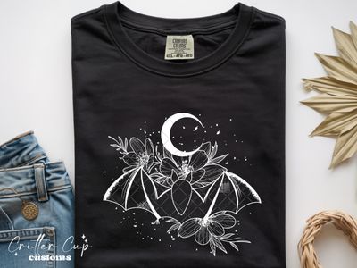 Fall "Floral Bat &amp; Moon" T-shirt